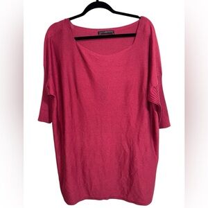 Peruvian Connection Oversized Pima Cotton Modal Knit Top XL Red Dolman Sleeve